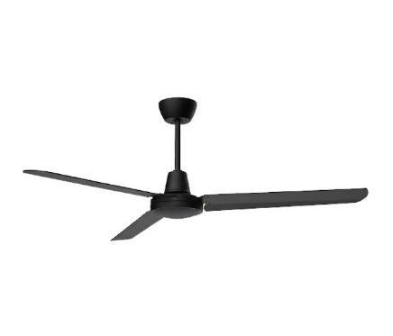 Westgate WF-215-3B-56-BK 56 Inch Industrial 3-Blade Ceiling Fan With Wall Switch Matte Black Housing/Blades