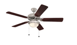 Westgate WFL-107-PC-5B-52-BN-RWSO 52" Reversible Rosewood & Silver Oak MDF Finish 5-Blade Ceiling Fan & Light, Wattage 9W, Color Temperature 3000K, Voltage 120V