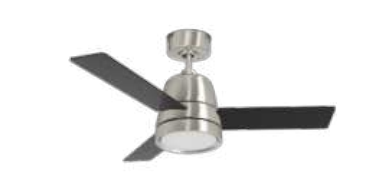 Westgate WFL‑512‑WS‑3B‑36‑30K‑BN‑BK 36″ 18W Ceiling Fan with Integrated Light – Brushed Nickel Housing & Black Blades