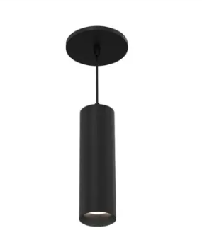 Eurofase Lighting WHSSU01SL8041335WCL Whiskey Suspension, Slim 8" Cylinder Size, Gold Whiskey Baffle, Wattage 13W, Color Temperature 3500K, Beam Angle Wide 38°, Clear Diffuser, Black Finish