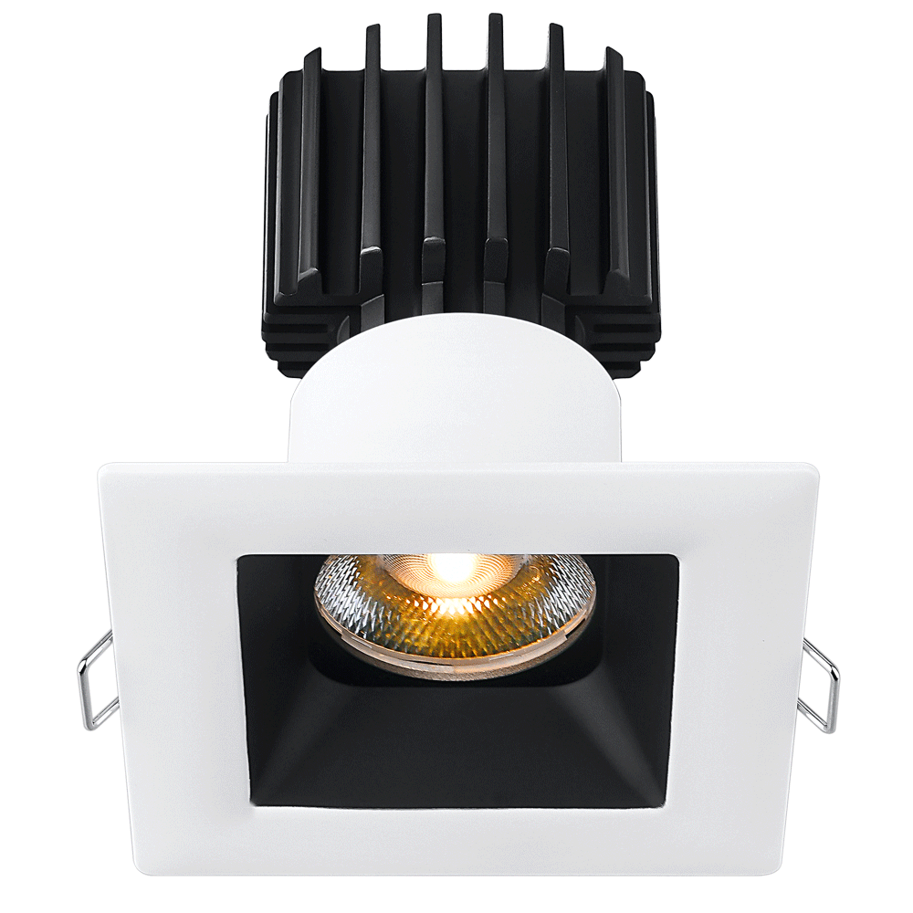 Lotus LED Lights L3F-SRW-WB-RC36-3K95 3" Tangra LED Fixed Square Recessed Wide Trim - CCT: 3000K - Trim Color: Black-White - Optics: Reflector Clear Glass - Beam Angle: 36°