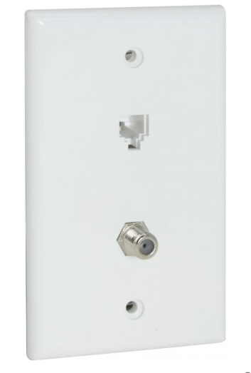 Orbit WJ-64-I Smooth Wall Jack 1-6P4C Ivory & F-Connector