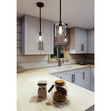 AFX Lighting WMMP06MBBK William 1 Light 6 Inch Pendant In Black With Clear Glass