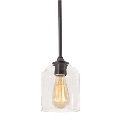 AFX Lighting WMMP06MBBK William 1 Light 6 Inch Pendant In Black With Clear Glass