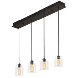 AFX Lighting WMMP06MBBKLNR4 William 4 Light 36 Inch Multi-Port Pendant In Black With Clear Glass