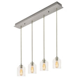 AFX Lighting WMMP06MBSNLNR4 William 4 Light 36 Inch Multi-Port Pendant In Satin Nickel With Clear Glass