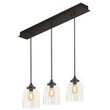 AFX Lighting WMMP08MBBKLNR3 William 3 Light 36 Inch Multi-Port Pendant In Black With Clear Glass