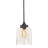 AFX Lighting WMMP08MBBK William 1 Light 8 Inch Pendant In Black With Clear Glass