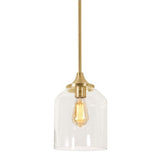 AFX Lighting WMMP08MBSB William 1 Light 8 Inch Pendant In Satin Brass With Clear Glass