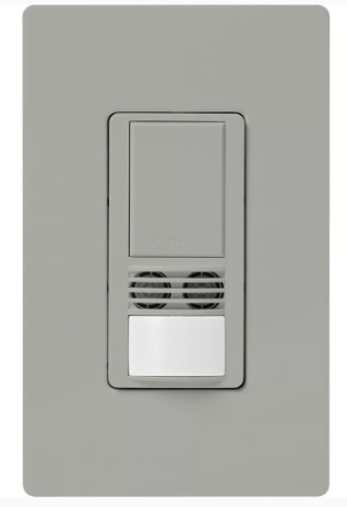 Lutron WMS-A102-GR Maestro Dual-Tech Motion Sensor Switch, TAA Compliant, 6A, 120-277V, 1 Pole, Ground/Neutral Required, Gray Finish