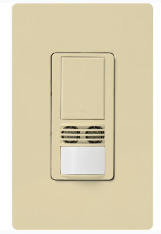 Lutron WMS-A102-LA Maestro Dual-Tech Motion Sensor Switch, TAA Compliant, 6A, 120-277V, 1 Pole, Ground/Neutral Required, Light Almond Finish