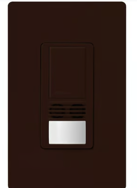 Lutron WMS-A102-V-BR Maestro Dual-Tech Motion Sensor Switch, Vacancy Only, TAA Compliant, 6A, 120-277V, Single Pole, Brown Finish