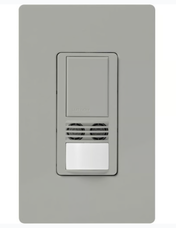 Lutron WMS-A102-V-GR Maestro Dual-Tech Motion Sensor Switch, Vacancy Only, TAA Compliant, 6A, 120-277V, Single Pole, Gray Finish