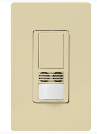 Lutron WMS-A102-V-IV Maestro Dual-Tech Motion Sensor Switch, Vacancy Only, TAA Compliant, 6A, 120-277V, Single Pole, Ivory Finish