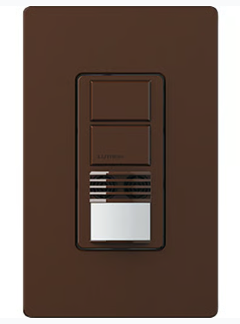 Lutron WMS-A202-BR Maestro Dual Circuit Dual-Tech Motion Sensor Switch, TAA Compliant, 6A, 120-277V, 1 Pole, Ground/Neutral Required, Brown Finish