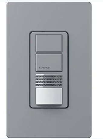 Lutron WMS-A202-GR Maestro Dual Circuit Dual-Tech Motion Sensor Switch,TAA Compliant, 6A, 120-277V,1 Pole, Ground/Neutral Required, Gray Finish