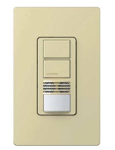 Lutron WMS-A202-IV Maestro Dual Circuit Dual-Tech Motion Sensor Switch, TAA Compliant, 6A, 120-277V, 1 Pole, Ground/Neutral Required, Ivory Finish