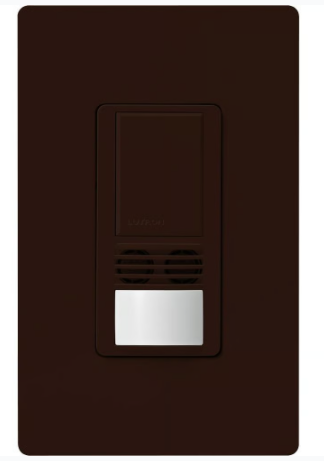 Lutron WMS-B102-BR Maestro Dual-Tech Motion Sensor Switch, TAA Compliant, 6A, 120-277V, 1 Pole/3-Way, Neutral Required, Brown Finish