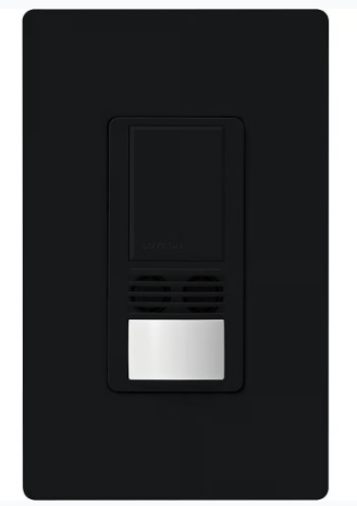 Lutron WMS-B102-BTBU Maestro Dual-Tech Motion Sensor Switch, TAA Compliant, 6A, 120-277V, 1 Pole/3-Way, Neutral Required,  Black Finish