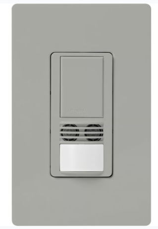 Lutron WMS-B102-GR Maestro Dual-Tech Motion Sensor Switch, TAA Compliant, 6A, 120-277V, 1 Pole/3-Way, Neutral Required, Gray Finish