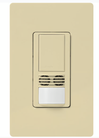 Lutron WMS-B102-IV Maestro Dual-Tech Motion Sensor Switch, TAA Compliant, 6A, 120-277V, 1 Pole/3-Way, Neutral Required, Ivory Finish