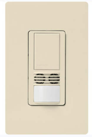 Lutron WMS-B102-LA Maestro Dual-Tech Motion Sensor Switch, TAA Compliant, 6A, 120-277V, 1 Pole/3-Way, Neutral Required, Light Almond Finish