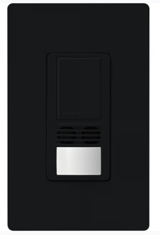 Lutron WMS-B102-V-BL Maestro Dual-Tech Motion Sensor Switch, Vacancy Only, TAA Compliant, 6A, 120-277V, 1 Pole/3-Way, Black Finish