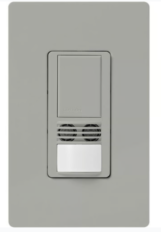 Lutron WMS-B102-V-GR Maestro Dual-Tech Motion Sensor Switch, Vacancy Only, TAA Compliant, 6A, 120-277V, 1 Pole/3-Way, Gray Finish