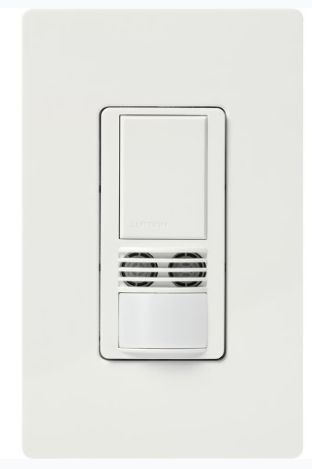 Lutron WMS-B102-V-WH Maestro Dual-Tech Motion Sensor Switch, Vacancy Only, TAA Compliant, 6A, 120-277V, 1 Pole/3-Way, White Finish