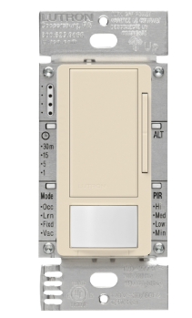 Lutron WMS-Z101-LA Maestro 0-10V Motion Sensor/Dimmer Switch, TAA Compliant, 8A, Neutral Optional, 120-277V, Single Pole/Multi-Location, Light Almond