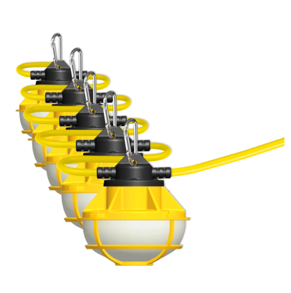 Feit Electric WORKSL50-5 50 ft. 65W Daylight (5000K) 5-Lamp 8000 Lumens ProSeries Flood String LED Work Light Color Temperature 5000K, Wattage 65W, Voltage 120V Pack 1