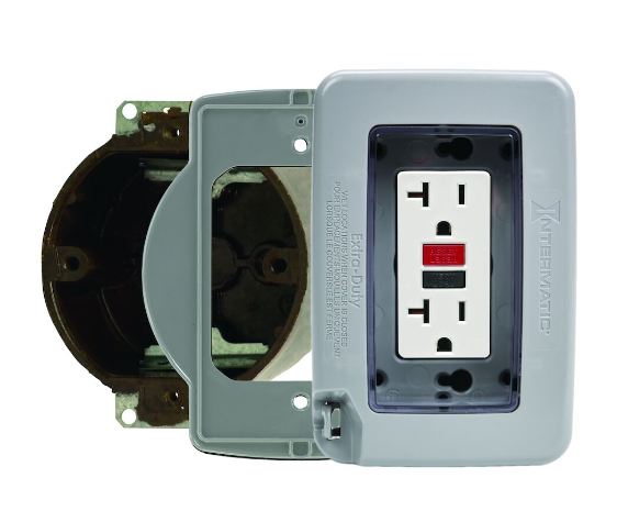 Intermatic WP7003G Low-Profile Extra-Duty Plastic In-Use Weatherproof Cover, Single-Gang, Vrt/Hrz, Clear, 3/0 Adapter Plate