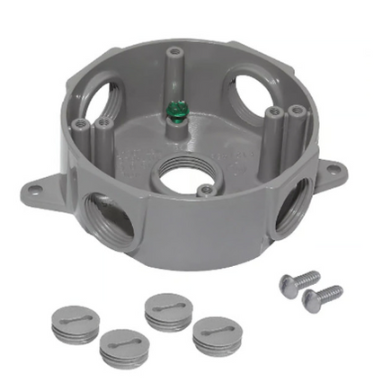 Westgate WRB50-5-BK Round Extension Box, 4" Deep, 1/2" Trade Size, 5 Outlet Holes, 15.8 cu. in., Black Finish