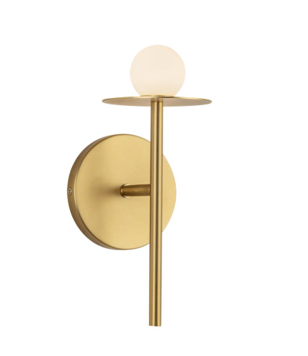 Kuzco Lighting WS15504-BG-UNV Elixir 4-in Brushed Gold LED Wall Sconce Light, 3000K, 6W, 455lm, 120-277V