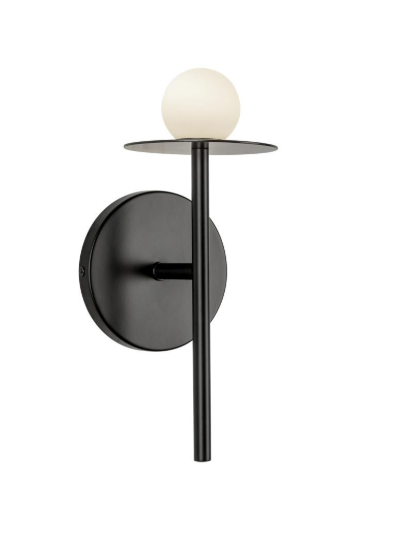 Kuzco Lighting WS15504-BK-UNV Elixir 4-in Black LED Wall Sconce Light, 3000K, 6W, 455lm, 120-277V