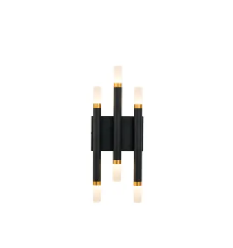 Kuzco Lighting WS19707-BK-UNV Draven 6 Light 18" Tall LED Wall Sconce Light, 3000K, 21W, 901lm , Black Finish
