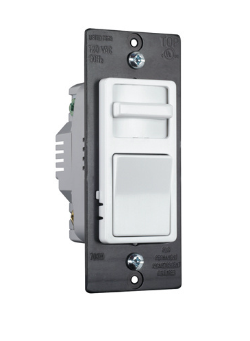 Wattstopper WSLV703PW Wide Slide Interchangeable Face Magnetic Low-Voltage Dimmer, White Finish