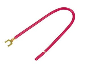 Orbit WTST-8-RED 8” Cu. #12AWG Stranded Wire Tail With Pre-stripped And Flanged Spade Terminal Red Finish