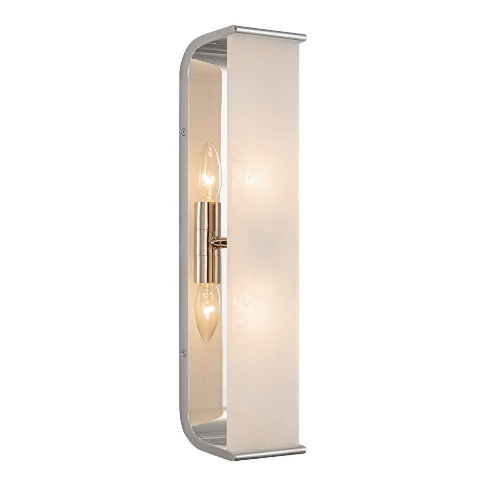 Alora Lighting WV327019PNAR Abbott 2 Light 4.25" Polished Nickel and Alabaster Bath Vanity Wall Light