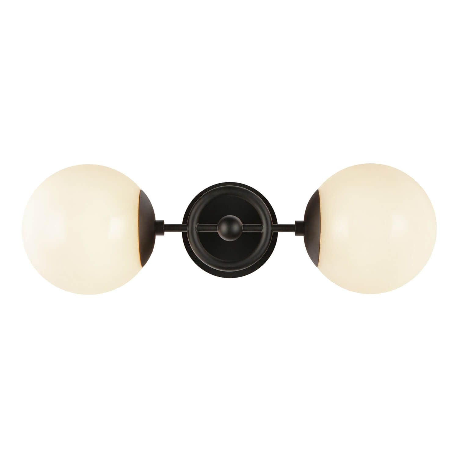 Alora Mood WV407618MBGO 19" Flore 2-Light LED Bath Vanity Light - Matte Black / Glossy Opal Glass Shade
