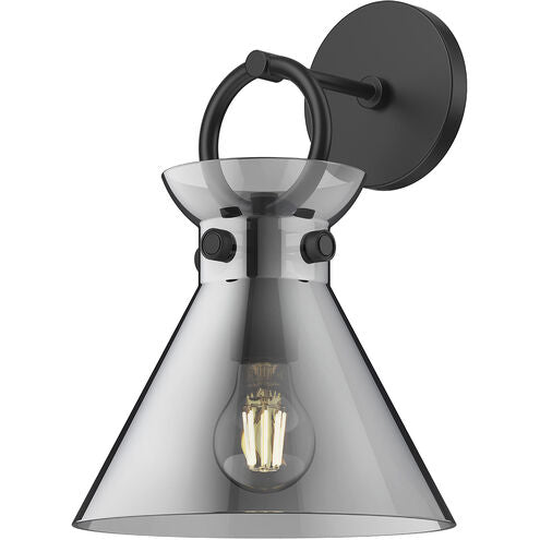Alora Mood WV412509MBSM Emerson 1 Light 8.75 inch Matte Black Bath Vanity Light Wall Light in Smoke Glass
