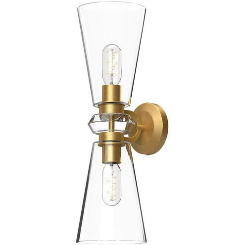 Alora Mood WV570221BGCL Salem 2 Light 6 inch Bath Vanity Wall Light Brushed Gold Finish