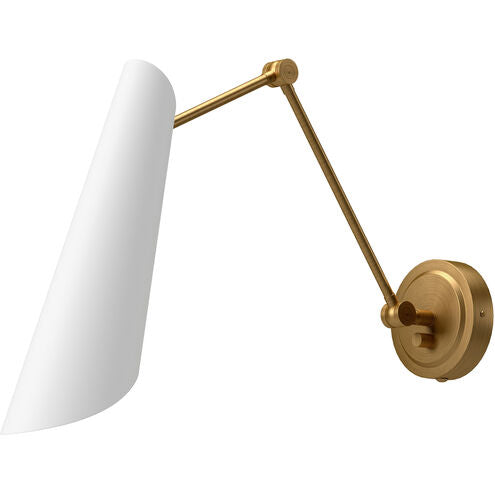 Alora Mood WV572325WHAG Gabriel 1 Light 4.38 inch Bath Vanity Wall Light Aged Gold and White Finish