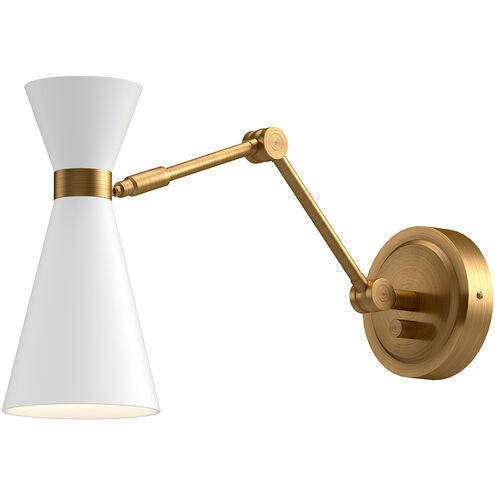 Alora Mood WV574524WHAG Blake 1 Light 4.38 inch Bath Vanity Wall Light Aged Gold and White Finish