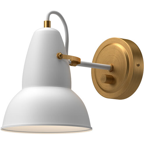 Alora Mood WV576607WHAG Felix 1 Light 6.5 inch Bath Vanity Wall Light Aged Gold and White Finish