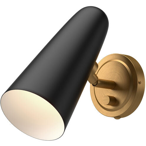 Alora Mood WV578805MBAG Daniel 1 Light 5 inch Bath Vanity Wall Light Aged Gold and Matte Black Finish