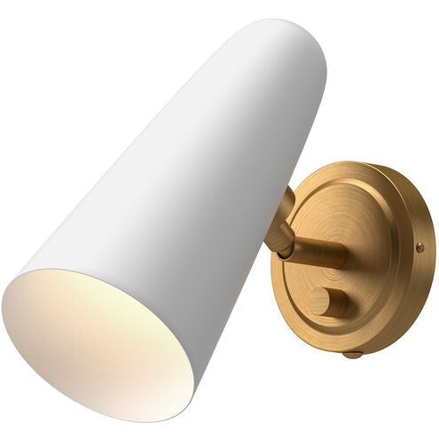 Alora Mood WV578805WHAG Daniel 1 Light 5 inch Bath Vanity Wall Light Aged Gold and White Finish