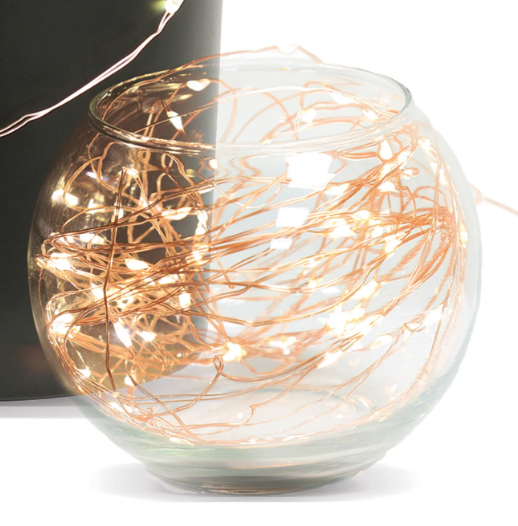 Feit Electric FY30-100/WW/ROSE 30 ft. Rose Gold Wire Fairy LED String Light, Color Temperature 3000k, Voltage 120V