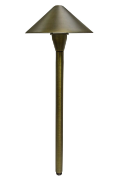 Dabmar Lighting LV36-L3-30K-WBS Brass Cone Path Light G4 LED, Voltage 12V, Wattage 3W, Color Temperature 3000K, Weathered Brass Finish