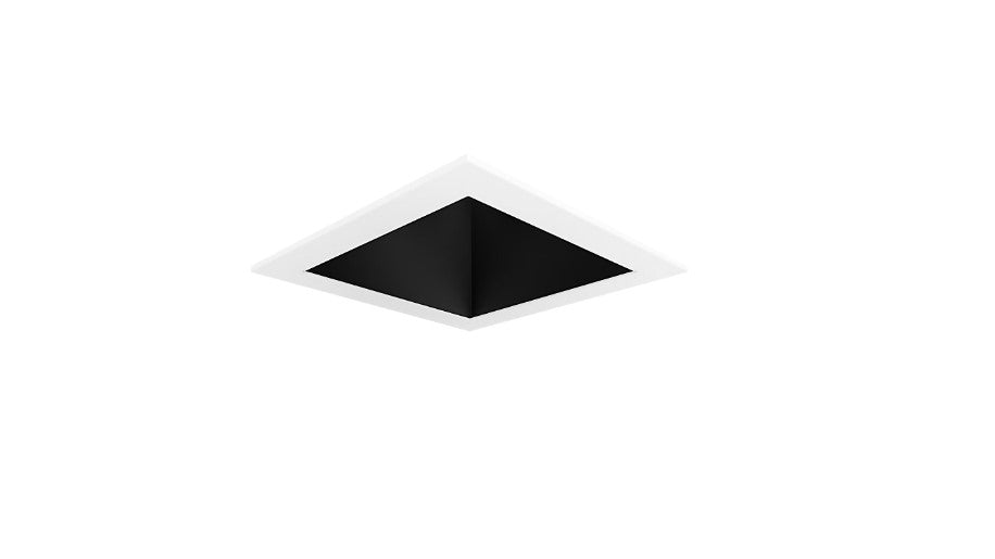 Visual Comfort Architectural ENCL3SRF-L12935DI-B-W Modern Entra CL 3" Square Fixed Downlight Flanged IC Airtight Trim / Remodel Housing - CCT: 3500K - 12W - Reflector Finish: Black - Trim Finish: White